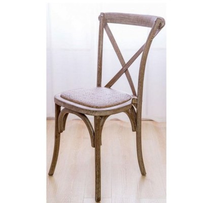 For Wedding Banquet X Party Event Rental Cheap Natural Hotel Classic Vintage Industrial Wooden Wood Cross Back Chair